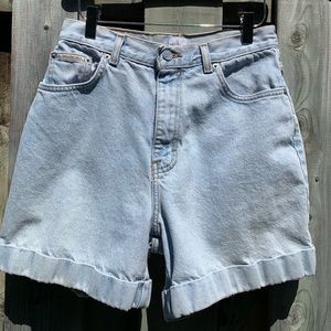 CALVIN KLEIN denim, high waisted, cuffed shorts